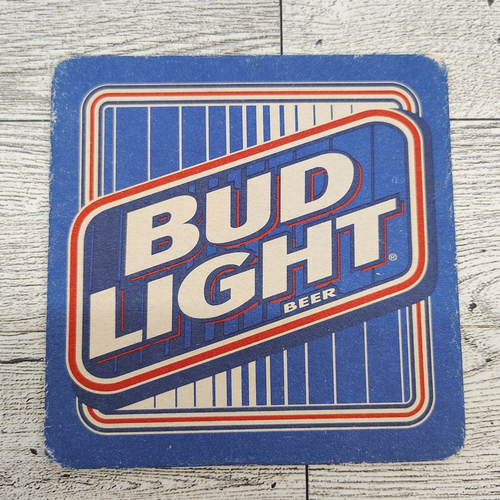 Bud Light Beer Coaster Blue White Advertising Barware‎ Pub Breweriana Vintage